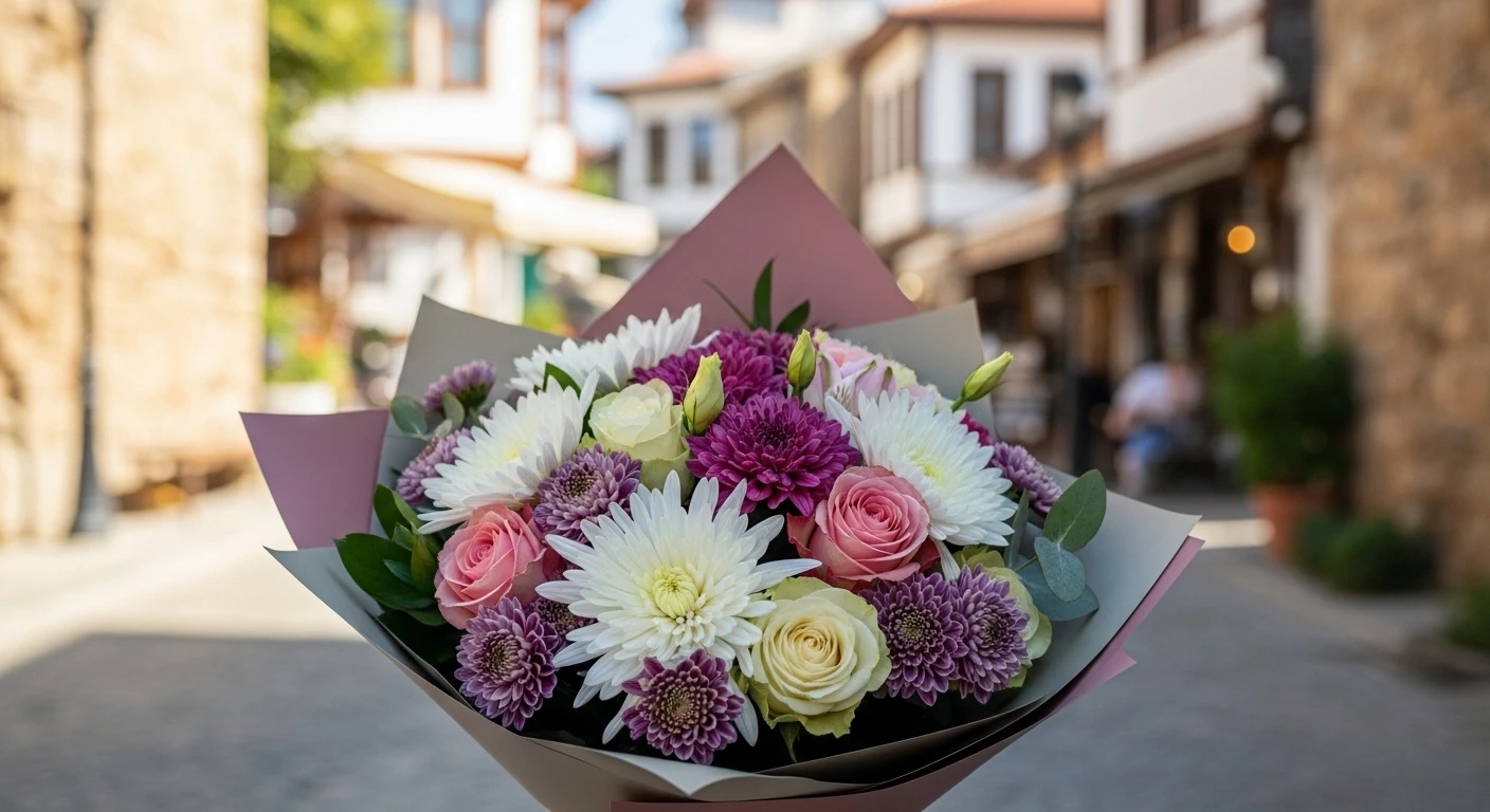 Lara Minimal Nişan Çiçeği | Nude & Pure White Couture Buket Tasarımı