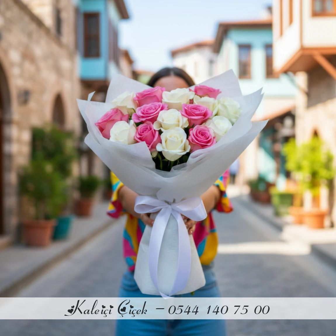 15 Adet İthal Beyaz Ve Pembe Güller