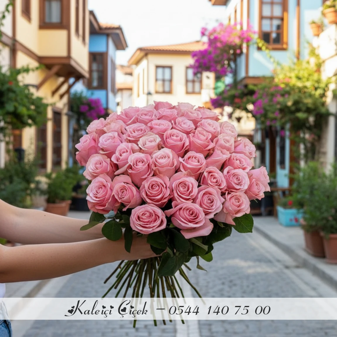 41 Adet Premium Pembe Gül Buketi (Ambalajsız)