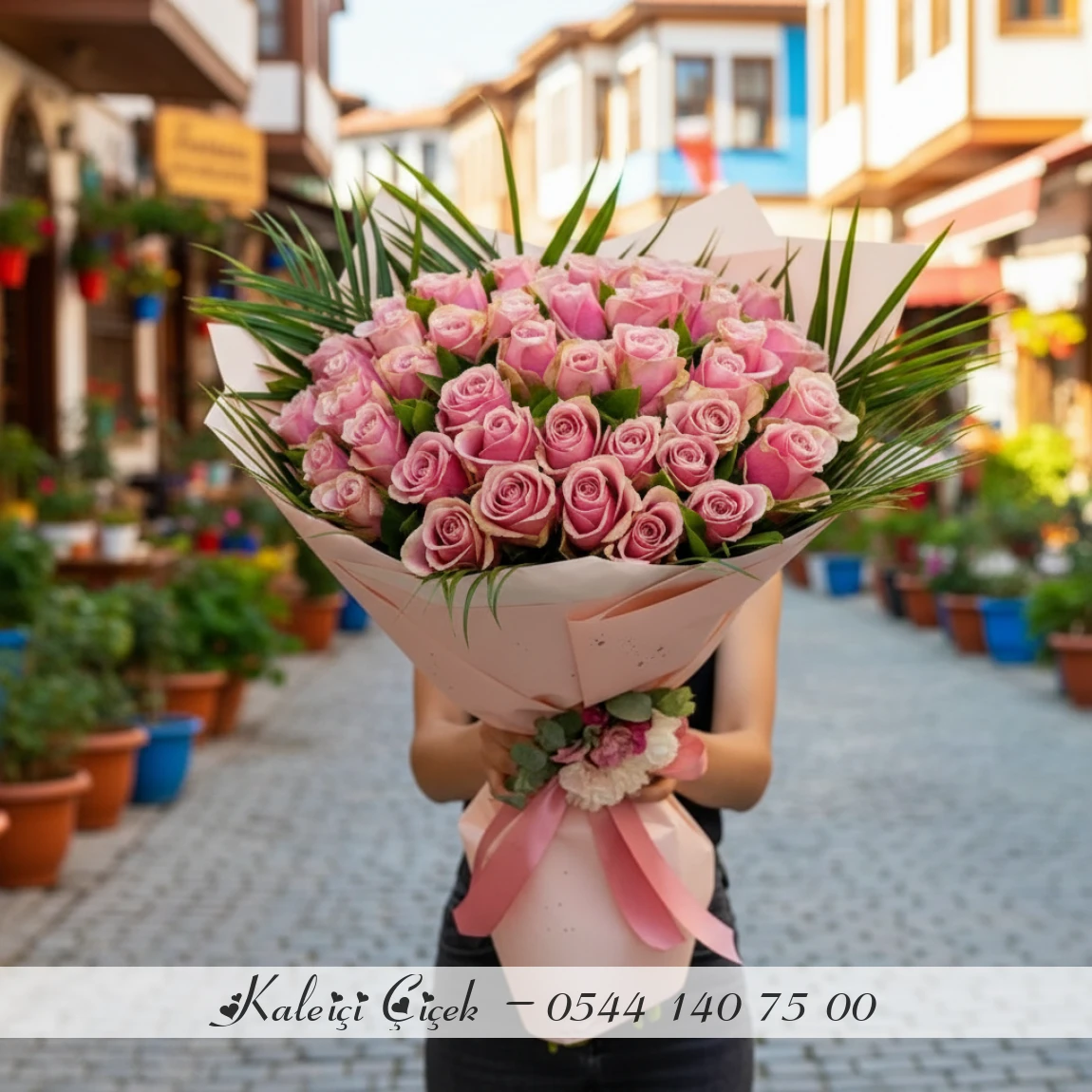 51 Adet Pembe İthal Güller 70Cm