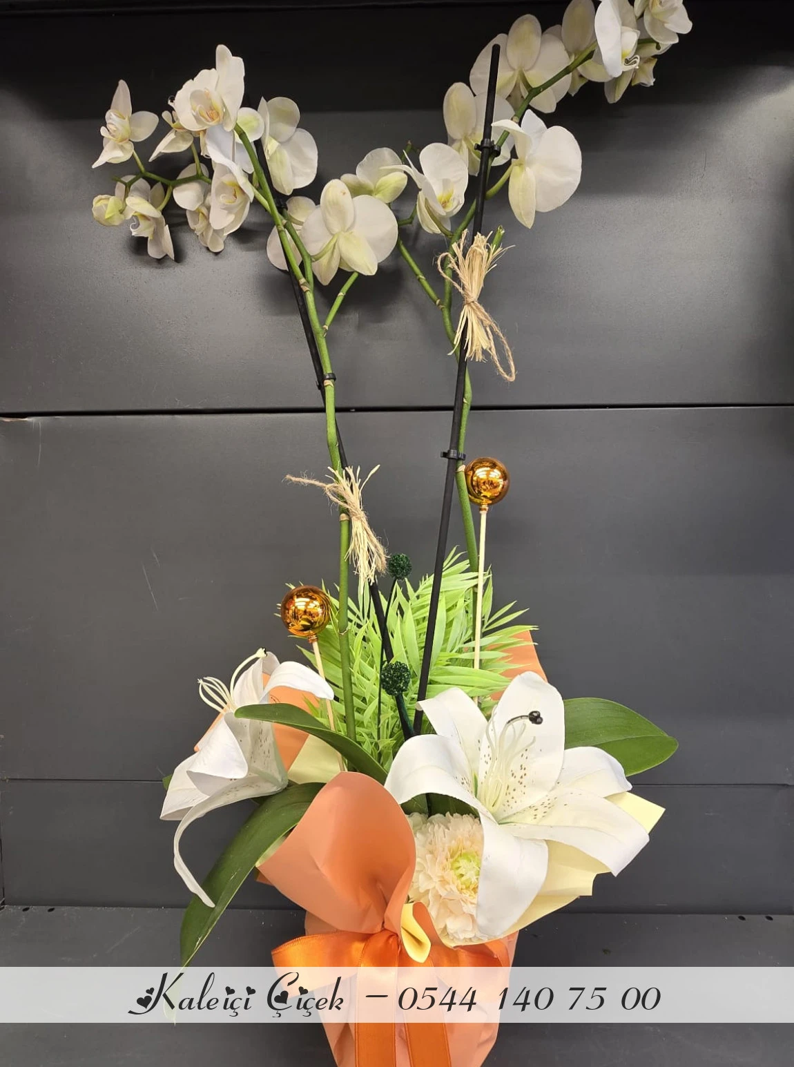 Beyaz Aranjmanlı Büyük Orkide İthal