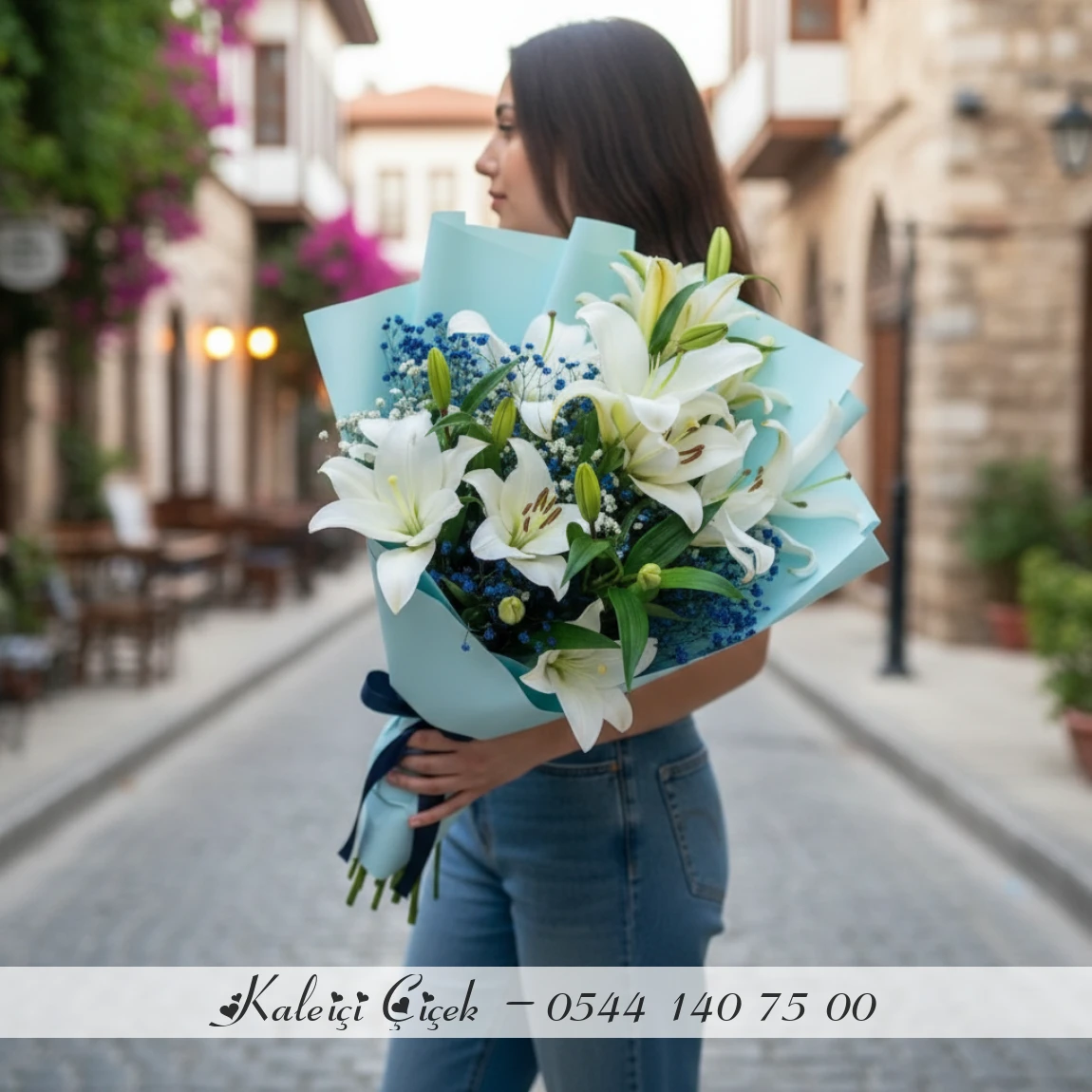 Beyaz Lilyum Zambak Buketi