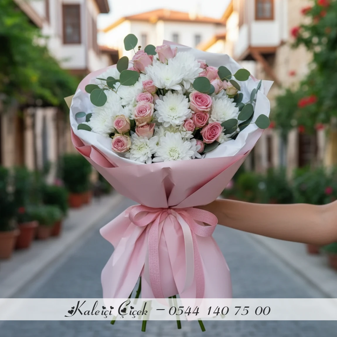 Beyaz  Zerafet Krizantem Buketi