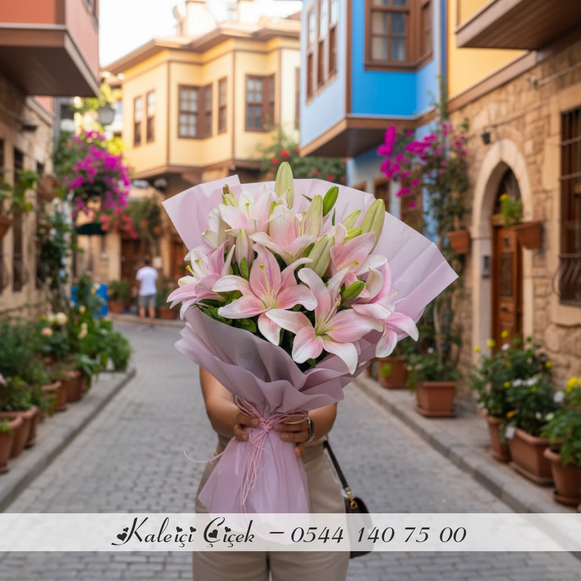 Büyük Boy Pembe Lilyum Buketi