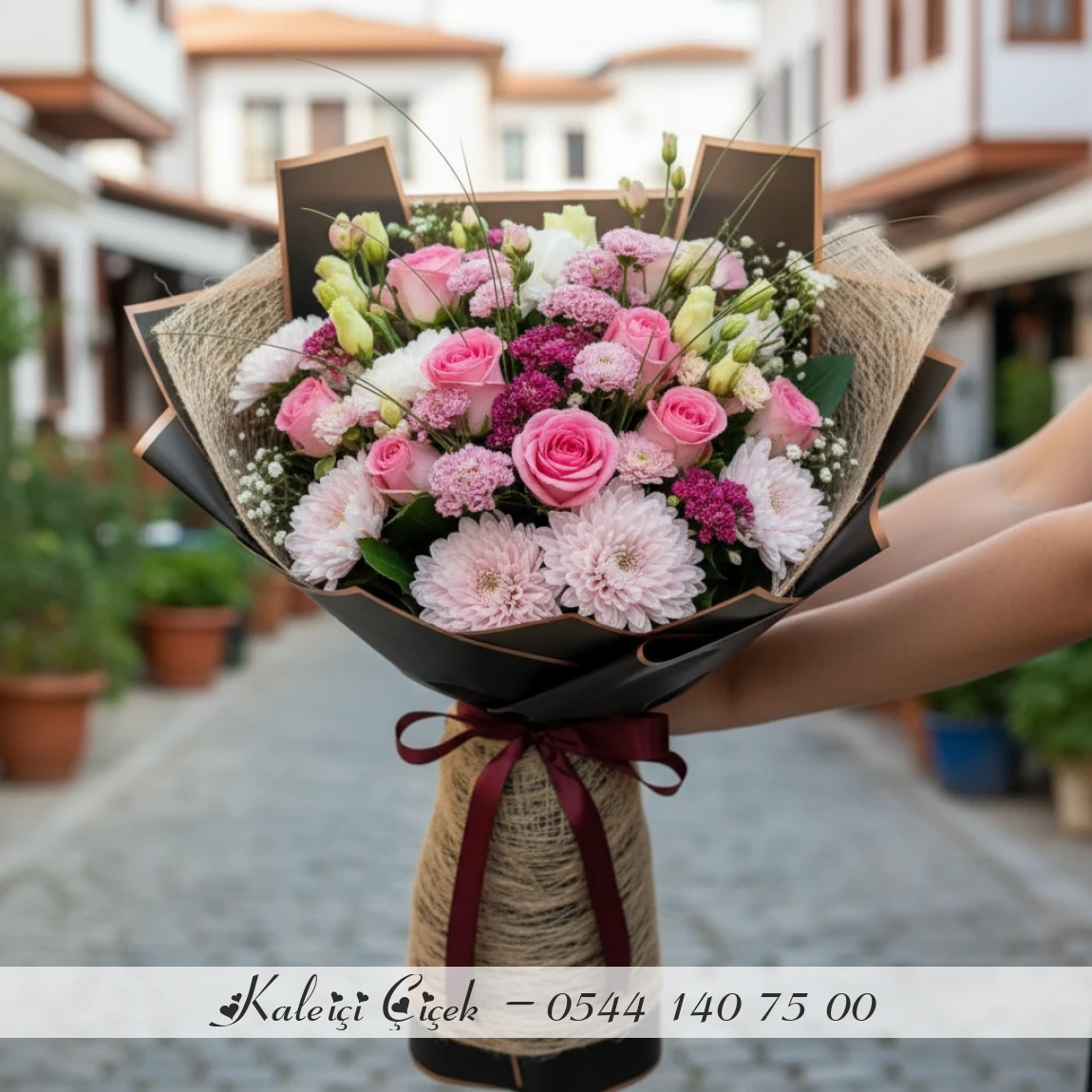 Doğal Zarafet – Pembe Dokunuşlu Şık Buket