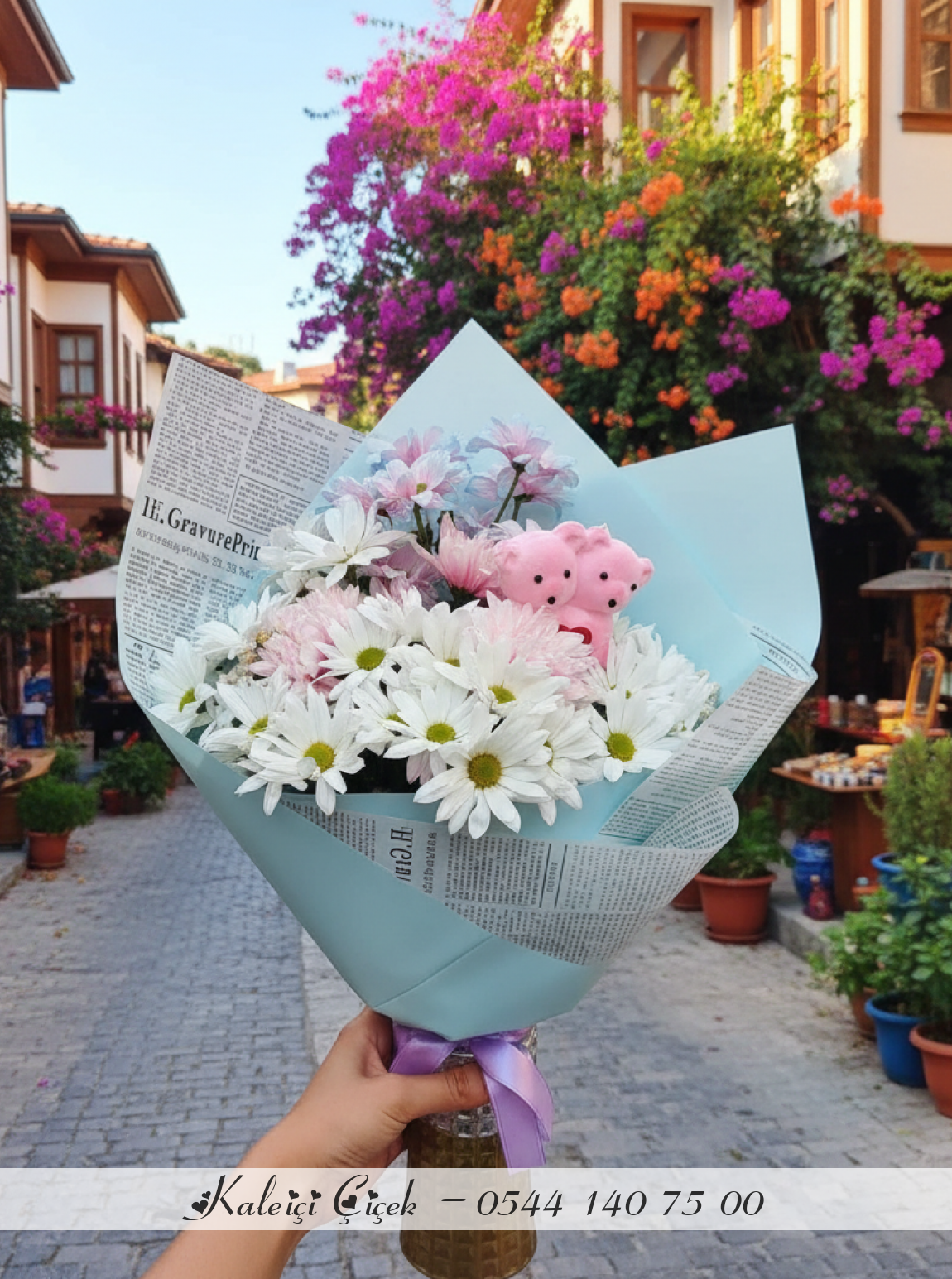 Karışık Papatya Ve Peluş Ayıcık