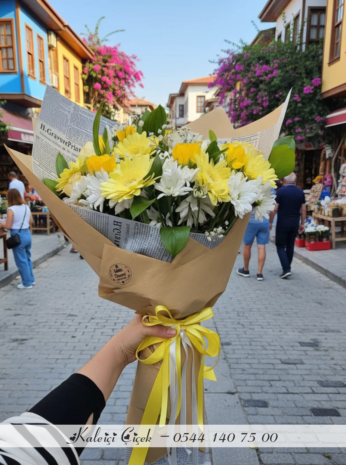 Karışık Sarı Gerbera Ve Beyaz Papatya