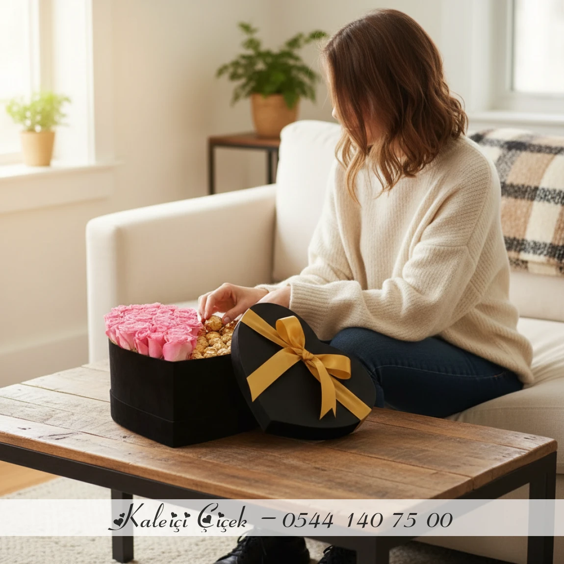 Kutuda 21 Adet Pembe Gül Ve Ferrero Rocher Çikolata