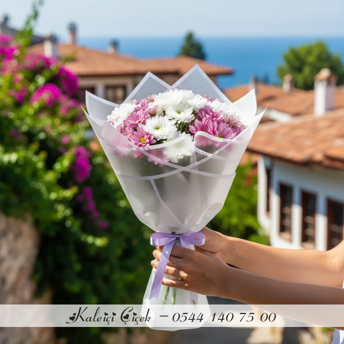Mor & Beyaz Papatya Buketi