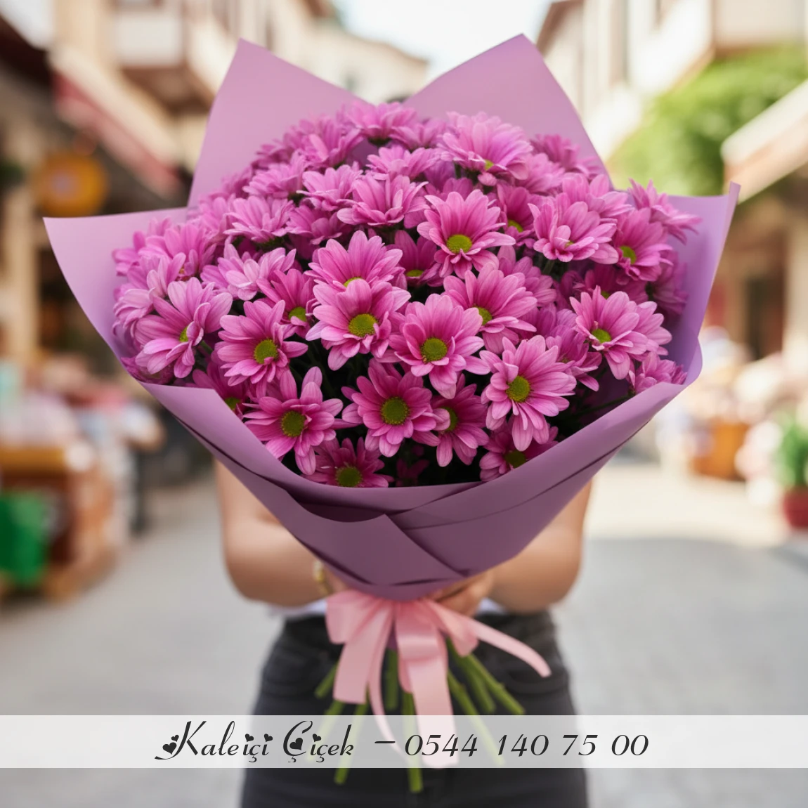 Mor Papatya Buketi