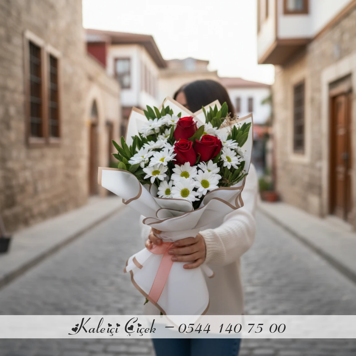 Papatya Ve 3 Gül Buketi