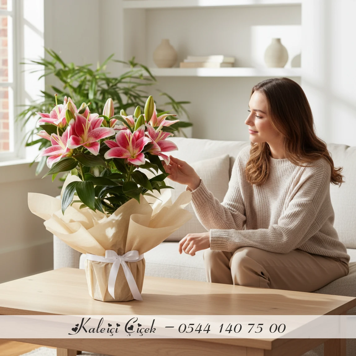 Pembe Lilyum Saksı Çiçeği