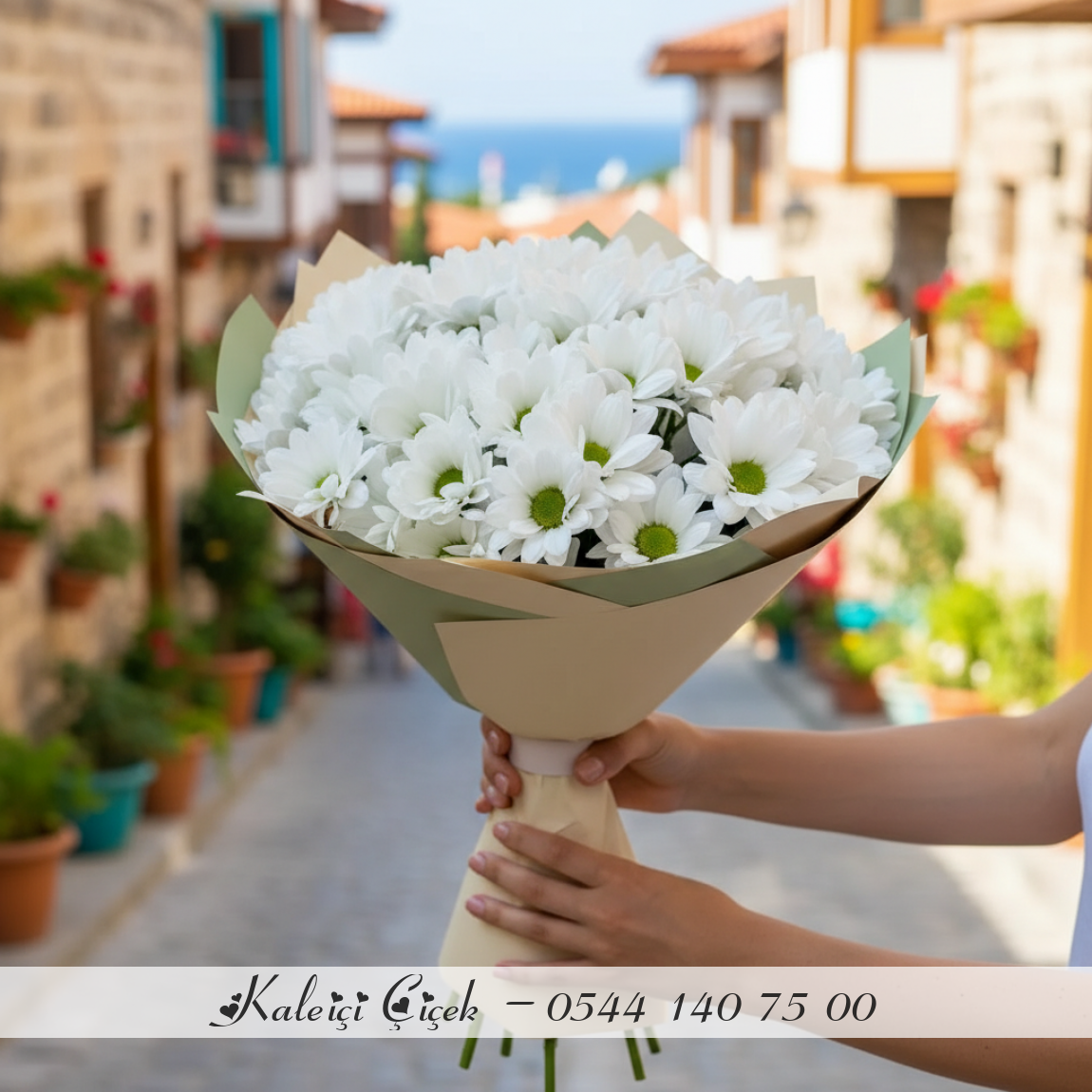 Saf Huzur Beyaz Papatya Buketi