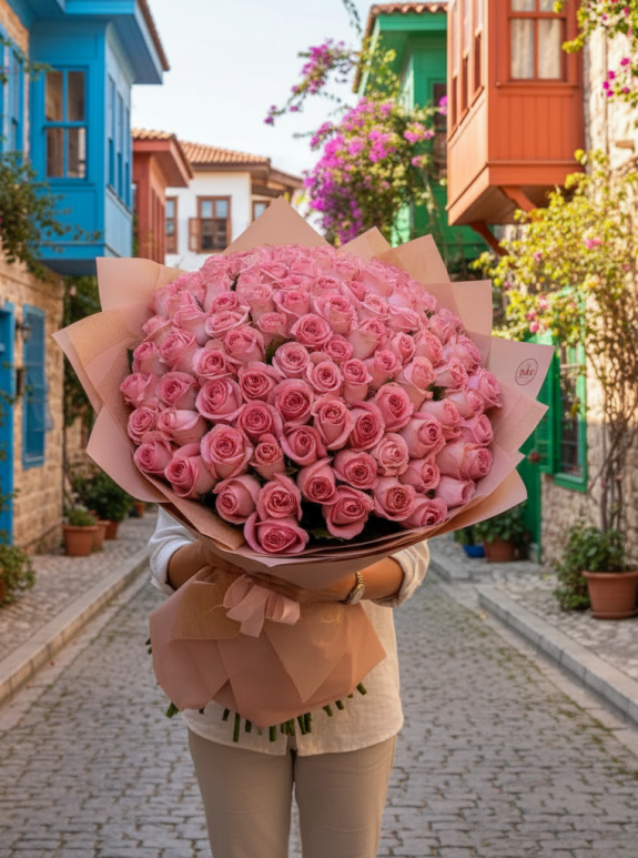 101 Adet Pembe Gül Vip Buketi