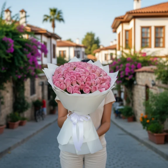 101 Adet Pembe Gül Vip Buketi