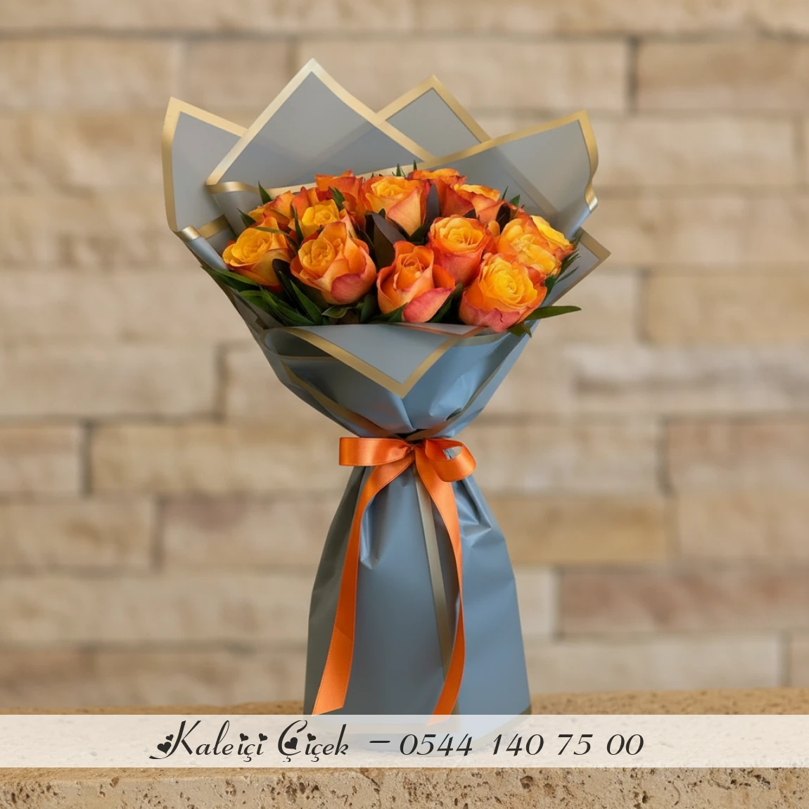 11 Adet Turuncu Gül Buketi