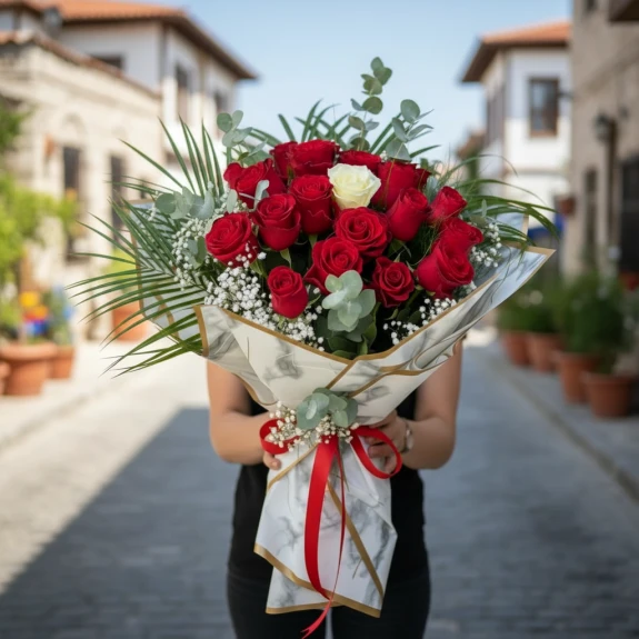 15 Adet Kırmızı İthal Güller 70Cm