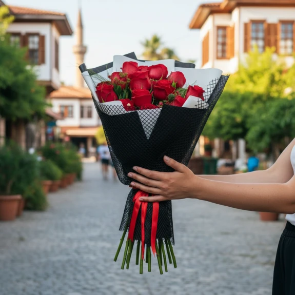 21 Adet Kırmızı İthal Güller 70Cm