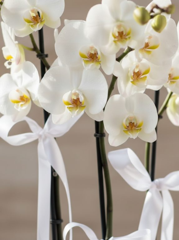 3 Dallı Beyaz Orkide