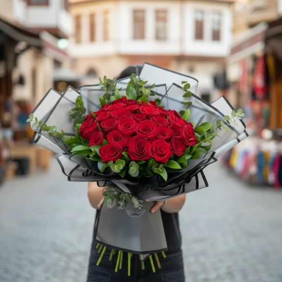 31 Kırmızı İthal Güller 70Cm