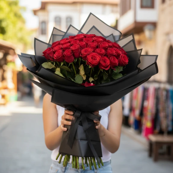 31 Kırmızı İthal Güller 70Cm
