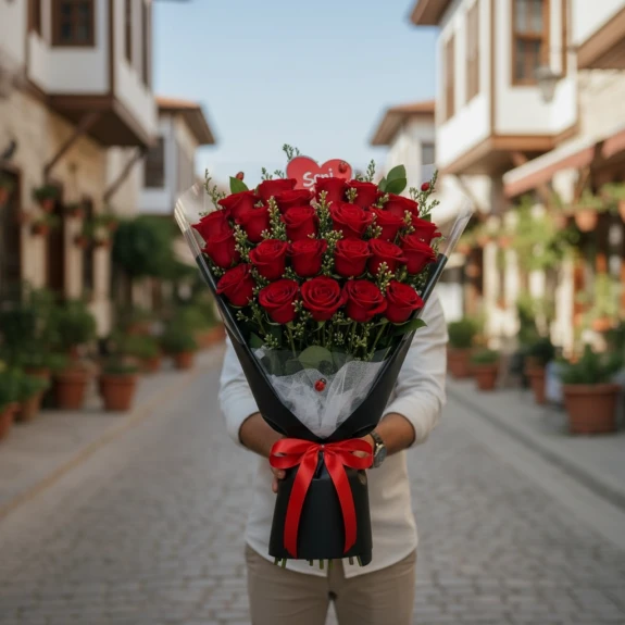 41 Adet Kucak Dolusu İthal Güller 70Cm