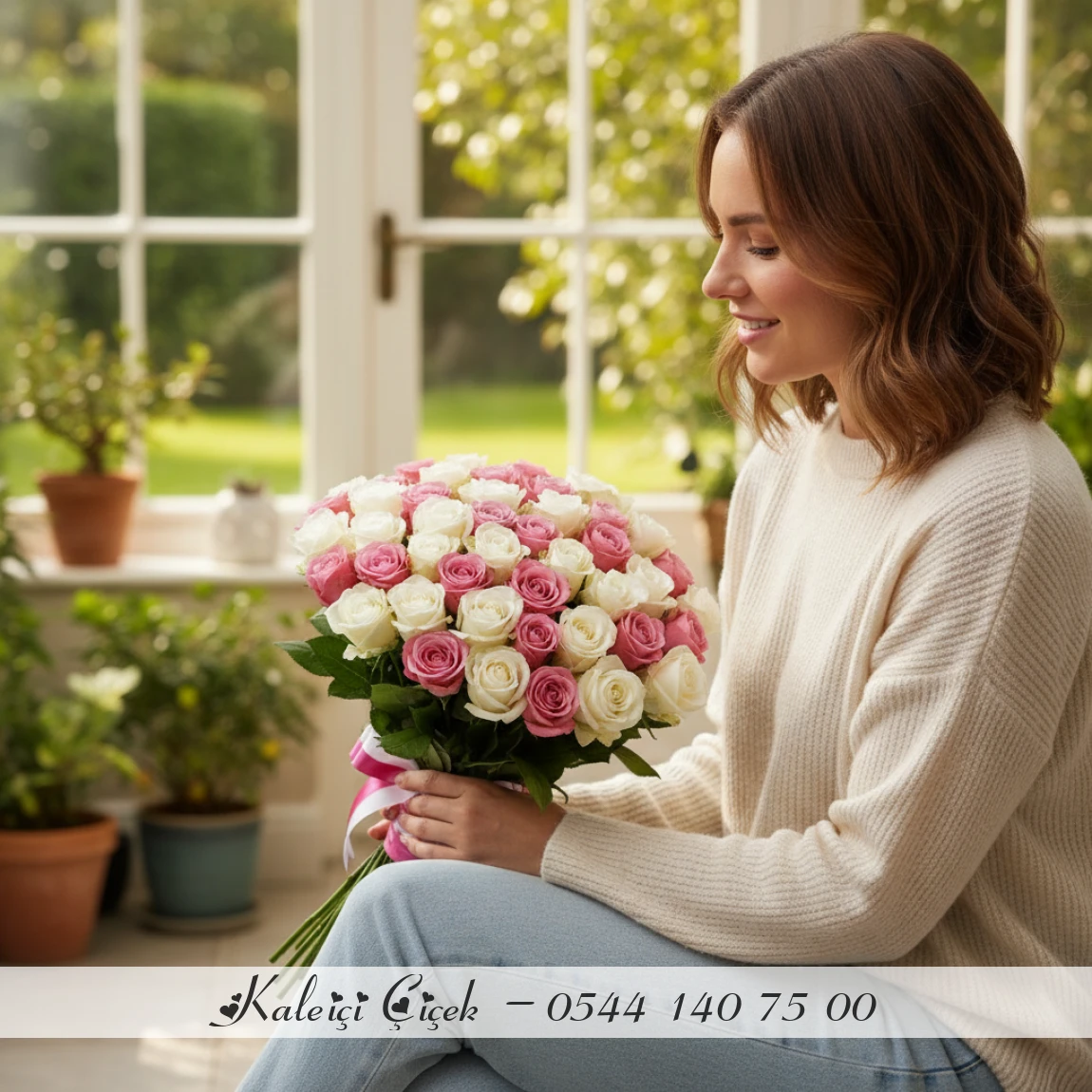 41 Adet Pembe Ve Beyaz Gül