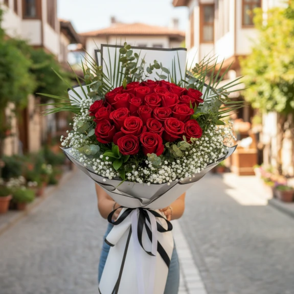 41 Kırmızı İthal Güller 70Cm