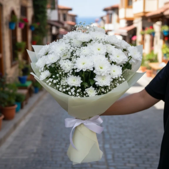 Beyaz Krizantem Buketi