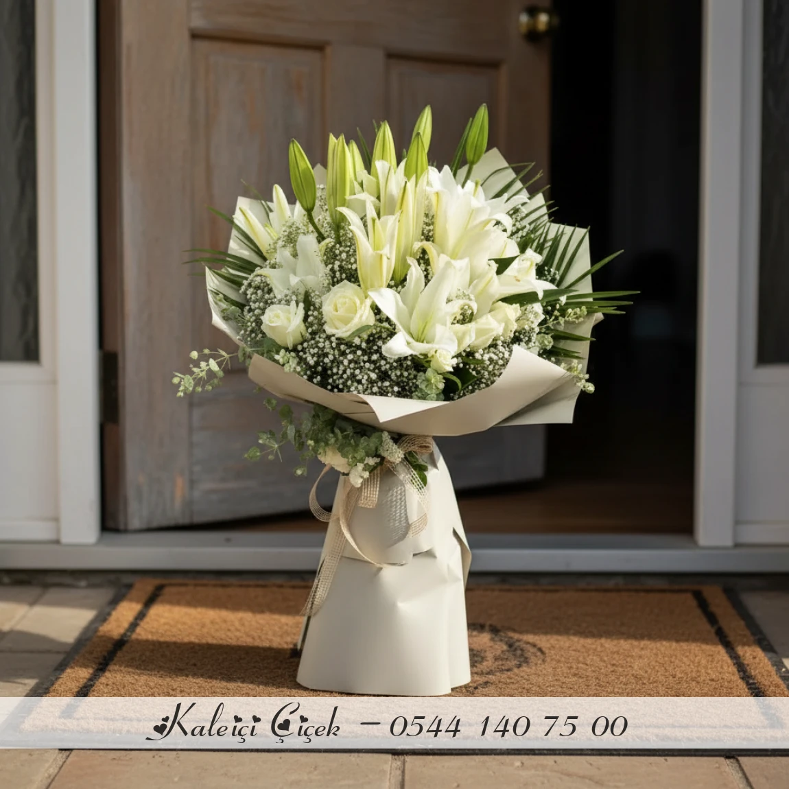 Beyaz Lilyum Ve Gül Buketi