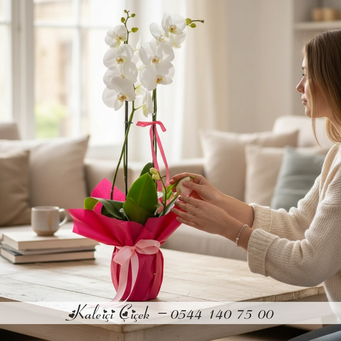 Çift Dallı Beyaz Orkide