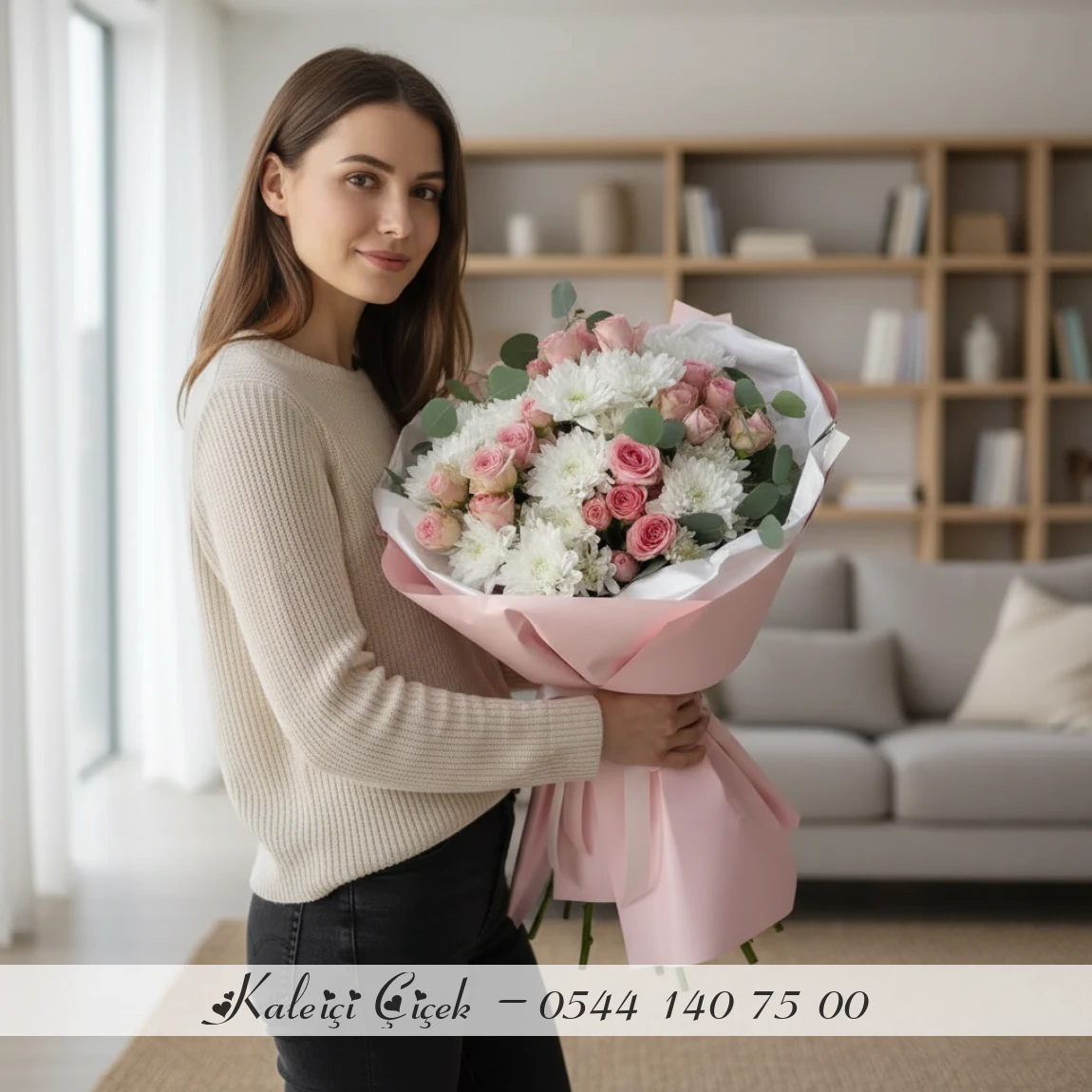 Beyaz  Zerafet Krizantem Buketi