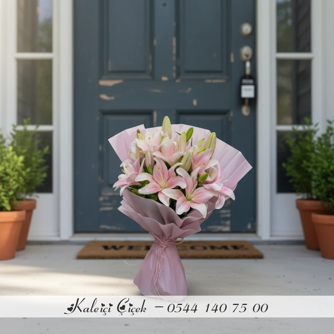 Büyük Boy Pembe Lilyum Buketi