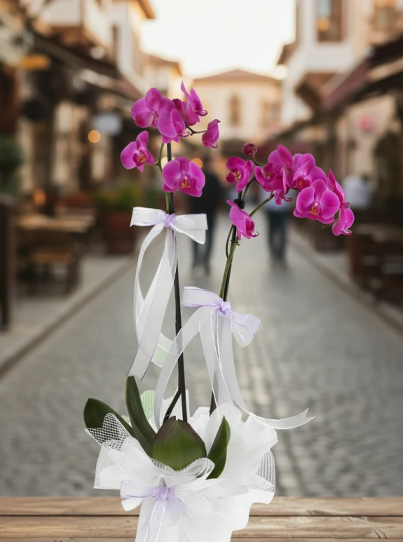 Çift Dal Aşılı İthal 1.Sınıf Fuşya Orkide