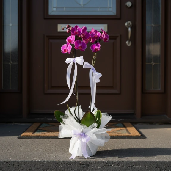 Çift Dal Aşılı İthal 1.Sınıf Fuşya Orkide