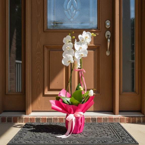 Çift Dallı Beyaz Orkide