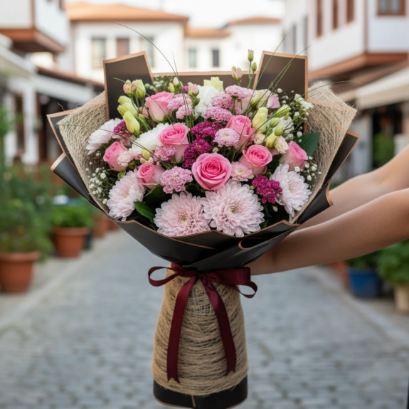 Doğal Zarafet – Pembe Dokunuşlu Şık Buket