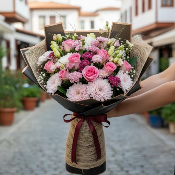 Doğal Zarafet – Pembe Dokunuşlu Şık Buket