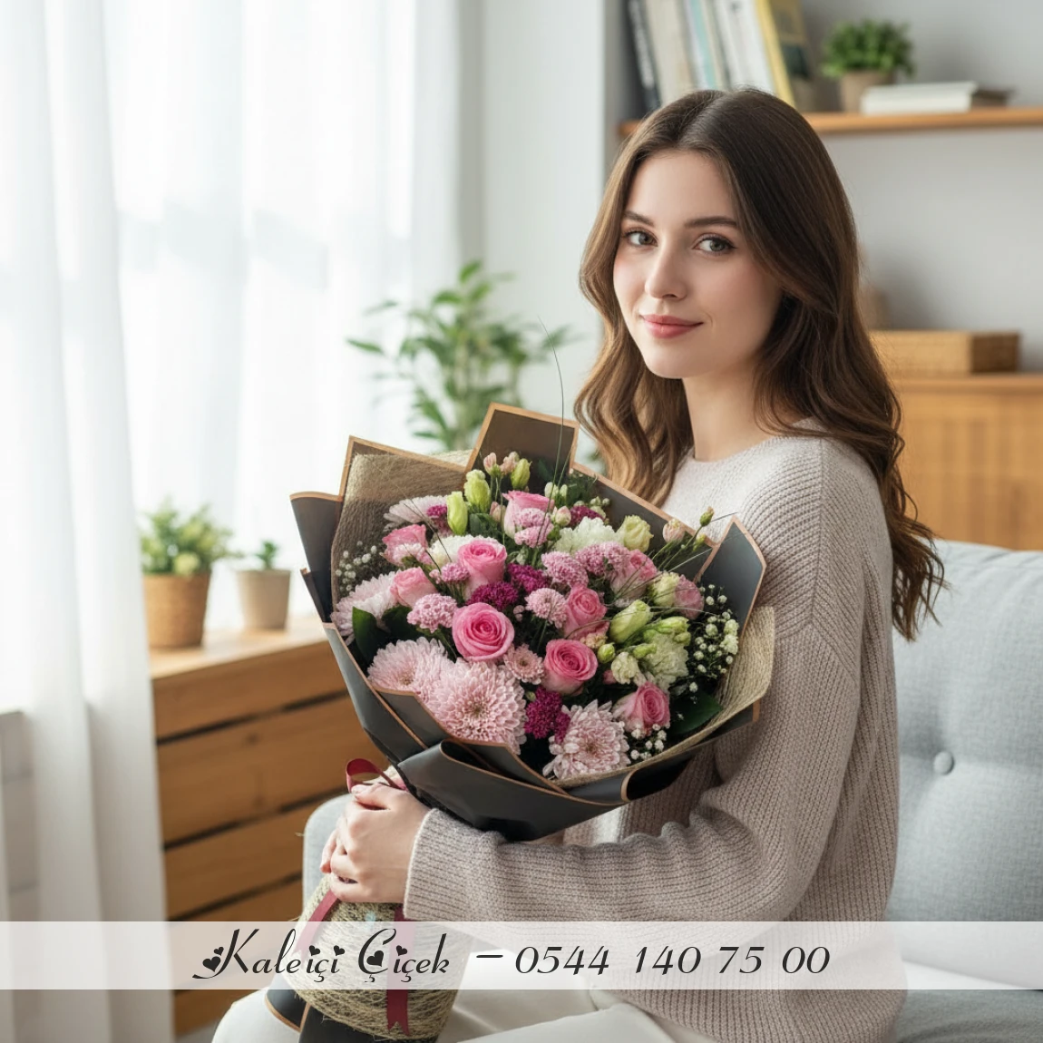 Doğal Zarafet – Pembe Dokunuşlu Şık Buket