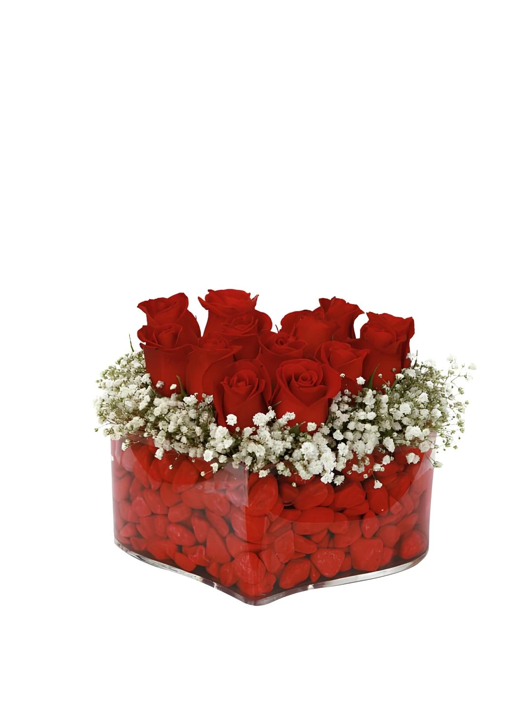 Kalp Şeklinde Kutuda 12 Adet Güller