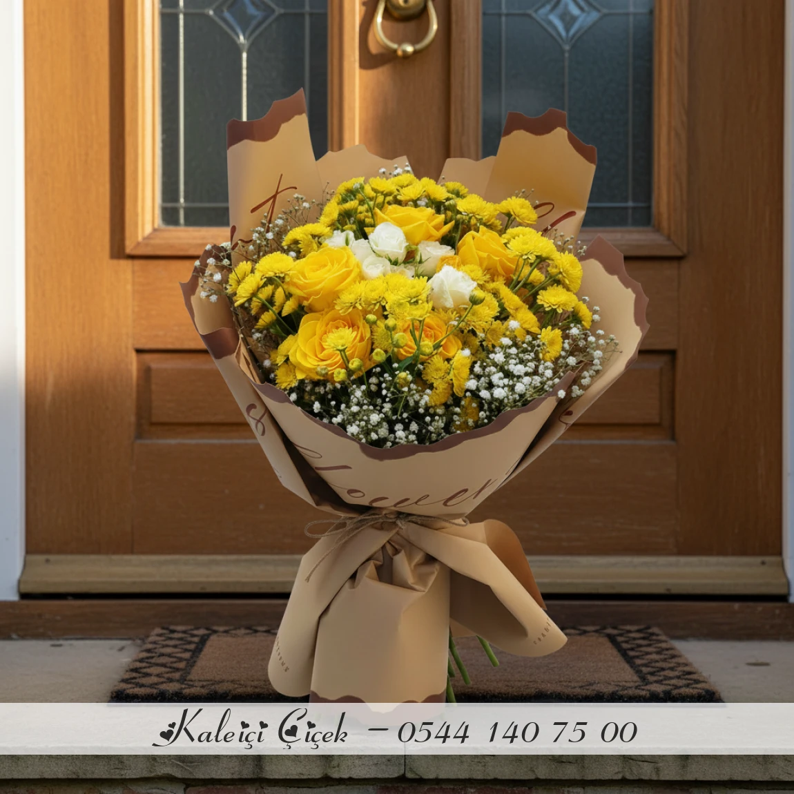 Karışık Sarı Gül Ve Krizantem , Beyaz Çardak Güller
