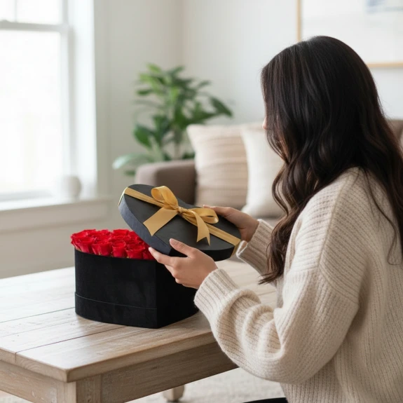 Kutuda 21 Adet Kırmızı Gül Ve Ferrero Rocher Çikolata