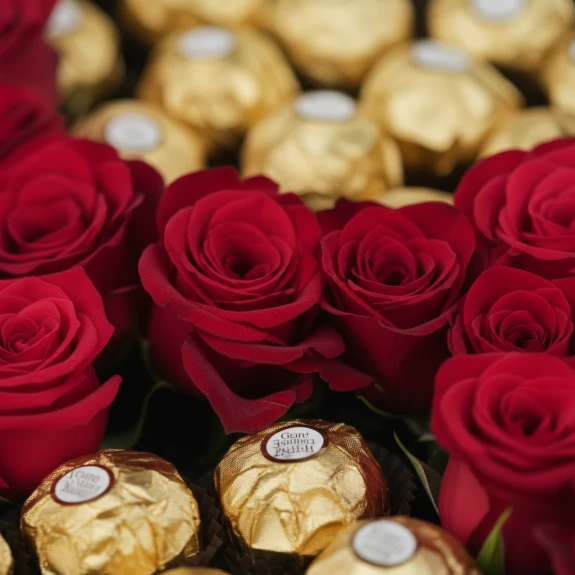 Kutuda 41 Adet Kırmızı Gül Ve Ferrero Rocher Çikolata