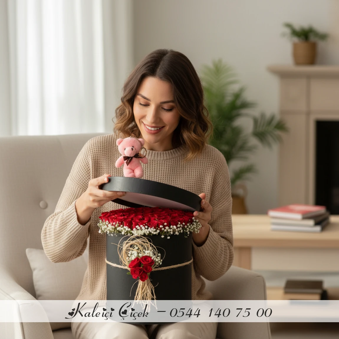 Kutuda 31 Adet Kırmızı Gül Ve Peluş Ayı