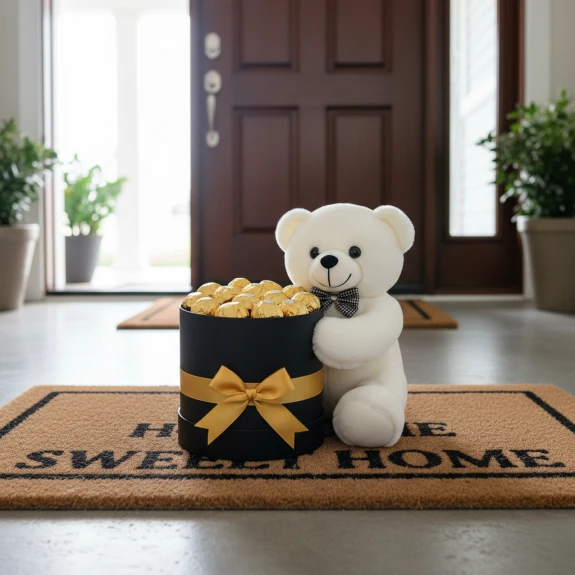 Kutuda Ferrero Rocher Çikolata Ve Peluş Ayı