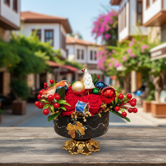 Lüks Yemek Masası Yılbaşı Aranjmanı