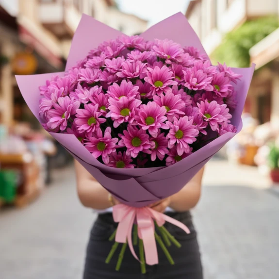 Mor Papatya Buketi