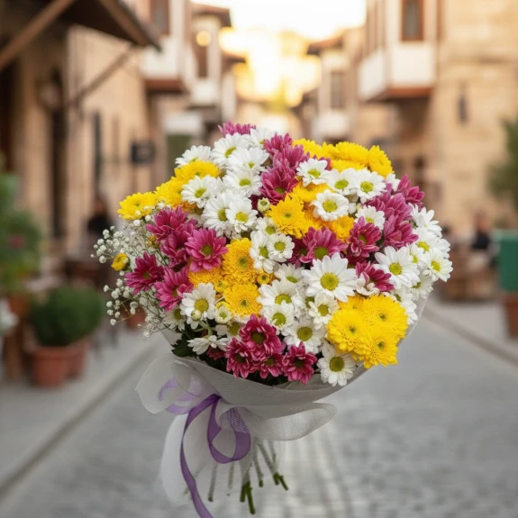 Papatya, Krizantem Ve Mini Gerberalar Büyük