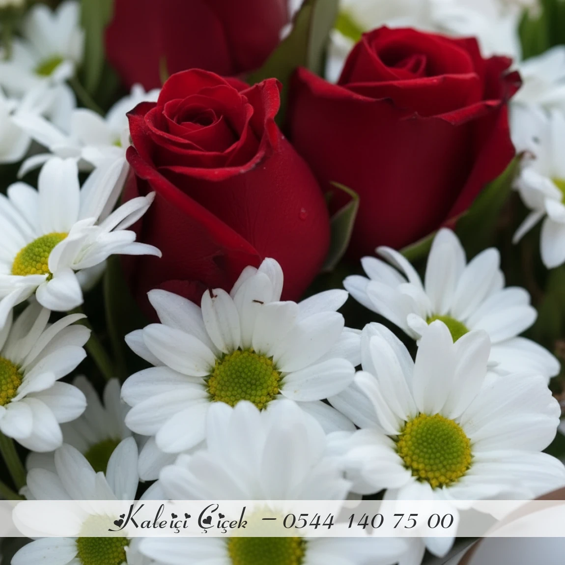 Papatya Ve 3 Gül Buketi