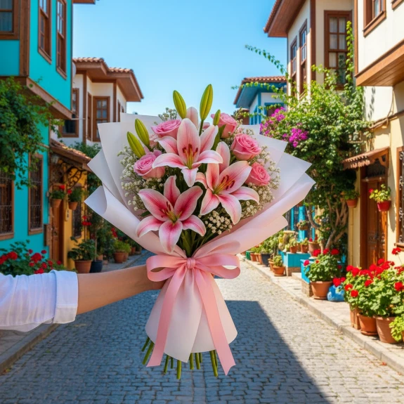 Pembe Lilyum Ve Güller